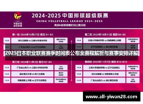 2025日本职业联赛赛季时间表公布全赛程解析与赛事安排详解
